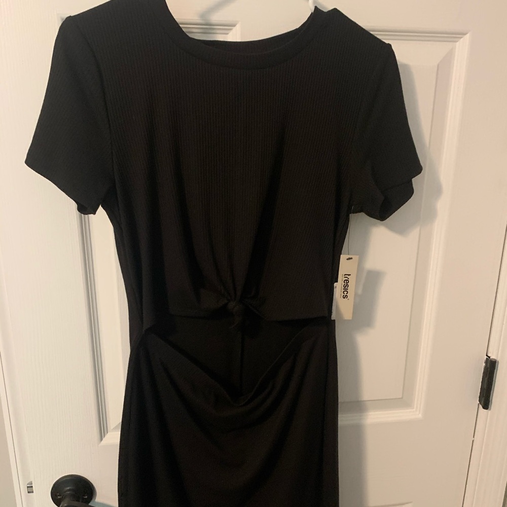 Ribbed body con with mid section cut out